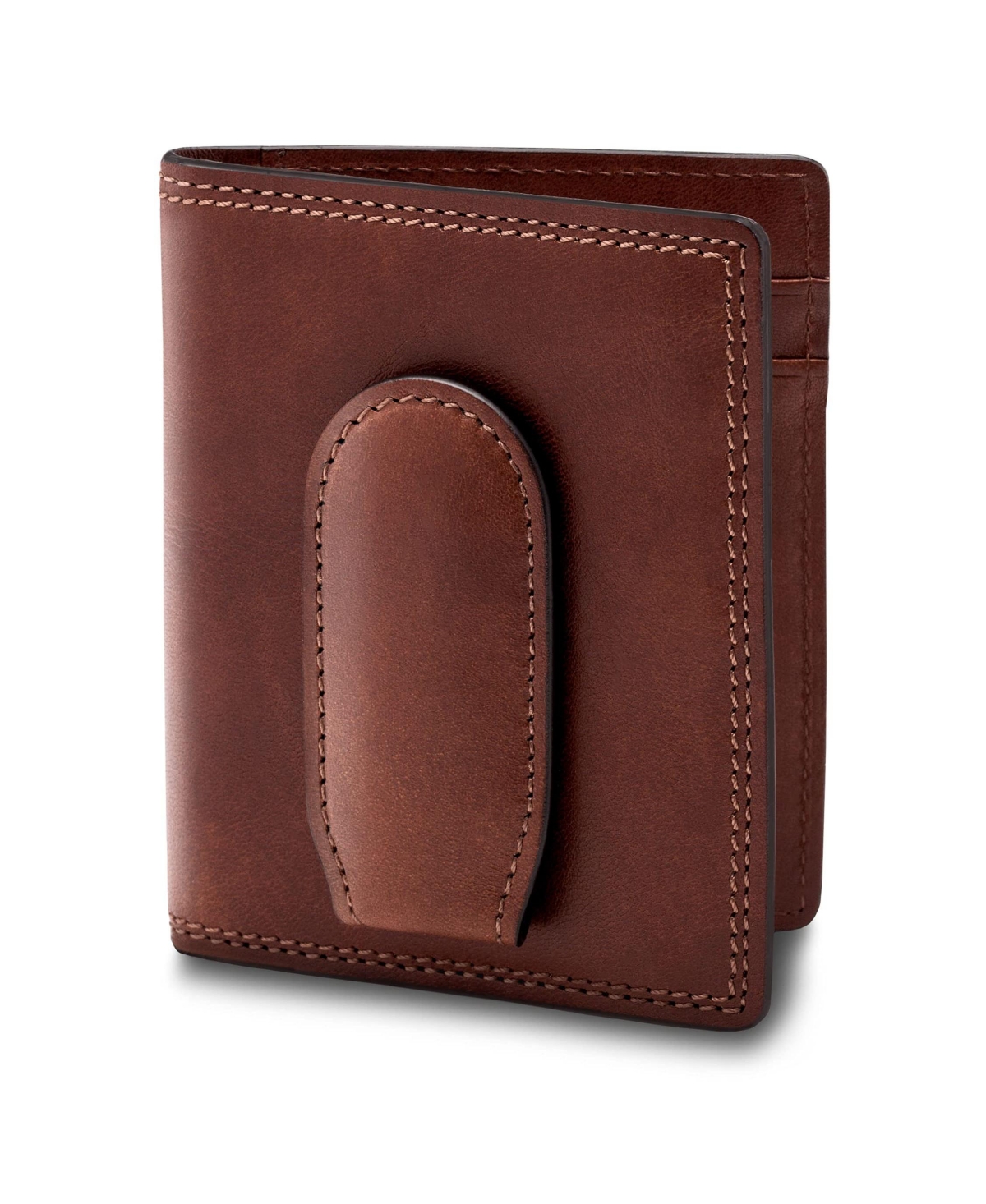 Men's Wallet, Dolce Leather Front Pocket Bifold Wallet with Magnetic Clip - Dark brown