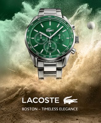 タイムレス【LACOSTE】Boston クロノグラフ ウォッチ 42㎜ 24SS Lacoste Men's Boston Chronograph Black Leather Strap Watch