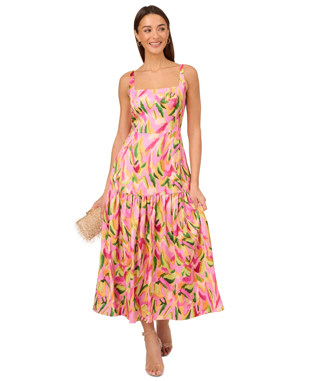 Adrianna By Adrianna Papell Women's Printed Fit & Flare Dress In Pink Multi