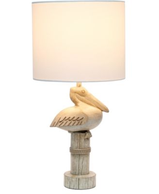 Shoreside 17.25" Tall Coastal Sitting Pelican Beige Wash Polyresin Bedside Table Desk Lamp 