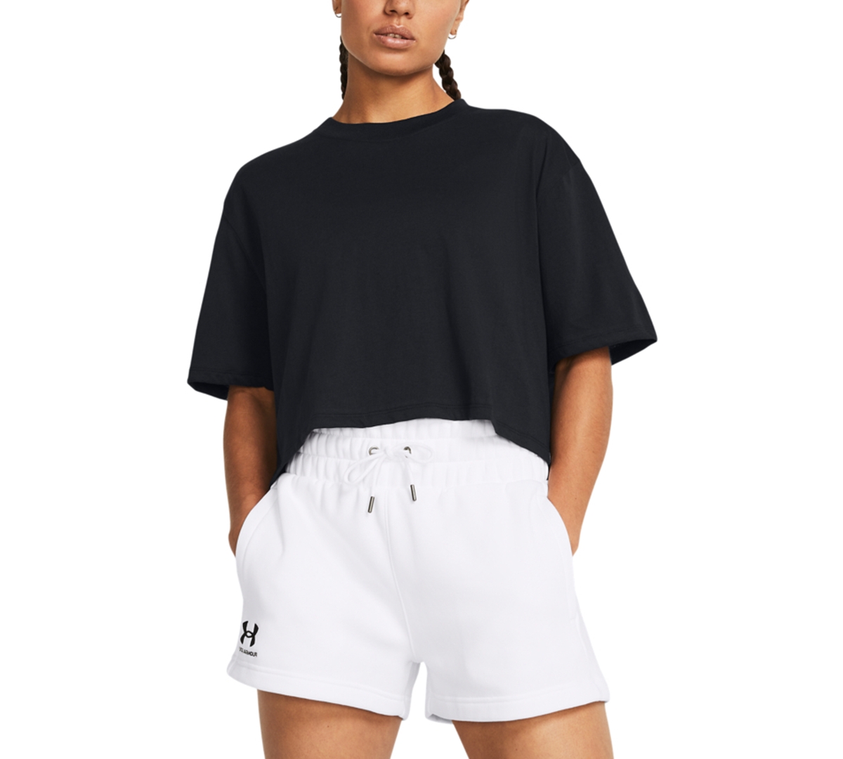 Women's Campus Boxy Crop T-Shirt - Black / / White