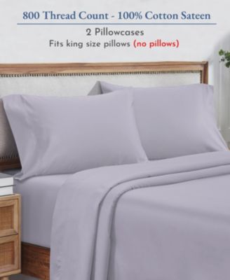 Luxury 800 Thread Count 2 King Pillowcases, 100% Cotton Sateen, Soft, Smooth & Thick, Fits King Size Pillows