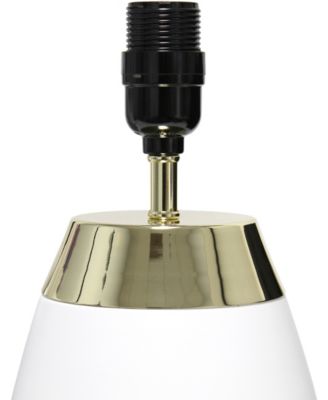 14" Tall Modern Contemporary Two Toned Metallic Gold and White Metal Bedside Table Desk Lamp 