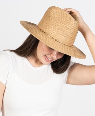 Chain Trim Oversized Straw Panama Hat