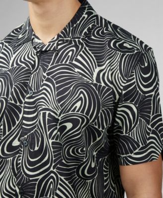 Men's Psychedelic Swirl Print Short Sleeve Shirt