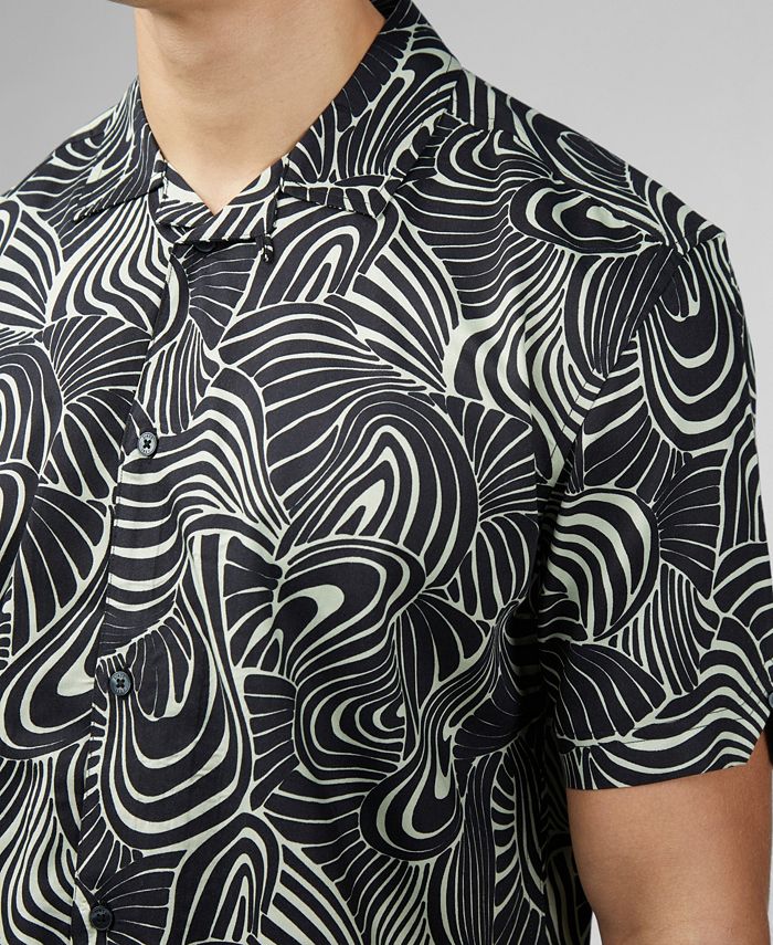 Ben Sherman Men's Psychedelic Swirl Print Short Sleeve Shirt - Macy's