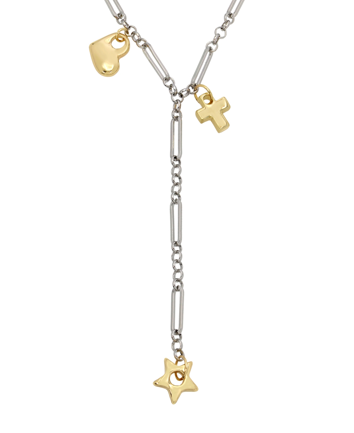 Shop Steve Madden Two-tone Puffy Icon Charm Y Necklace In Twotone