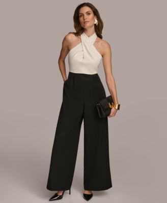 Donna Karan New York - Women's Colorblocked Halter Jumpsuit