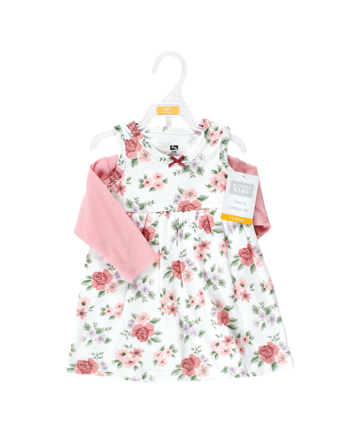 Hudson Baby Baby Girls Cotton Dress and Cardigan Set, Vintage Floral