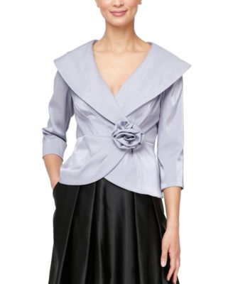 Alex Evenings - Petite Rosette Portrait-Collar Jacket