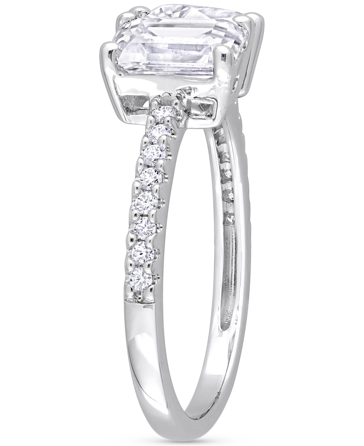 Shop Macy's Moissanite Pear- & Emerald-cut Cuff Ring (2-1/8 Ct. T.w.) In Sterling Silver