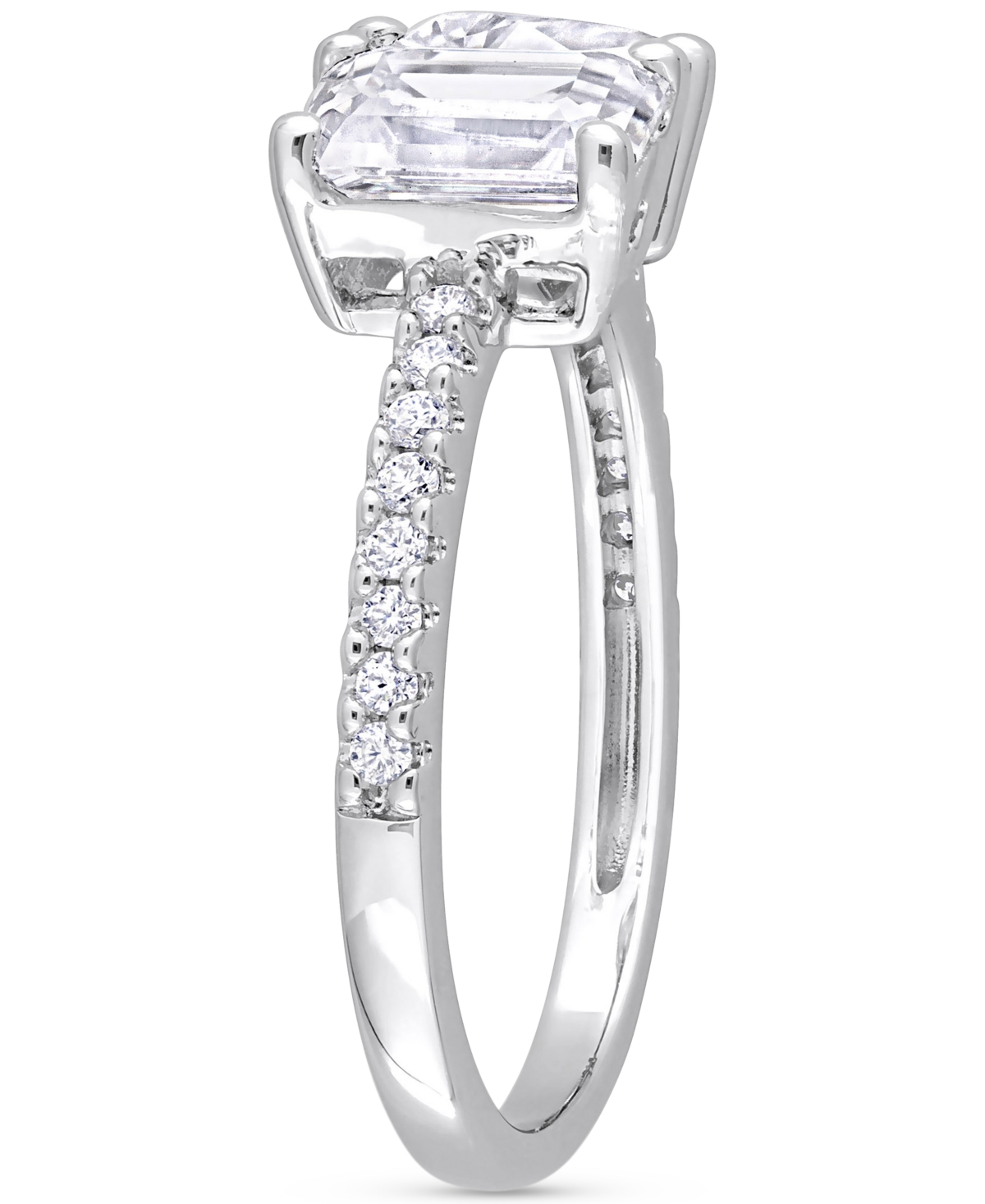 MACY'S MOISSANITE PEAR- & EMERALD-CUT CUFF RING (2-1/8 CT. T.W.) IN STERLING SILVER 