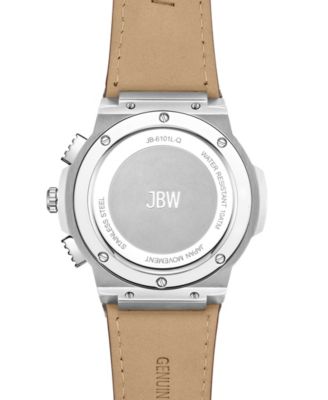 Men's Saxon Multifunction Brown Genuine Leather Watch, 48mm