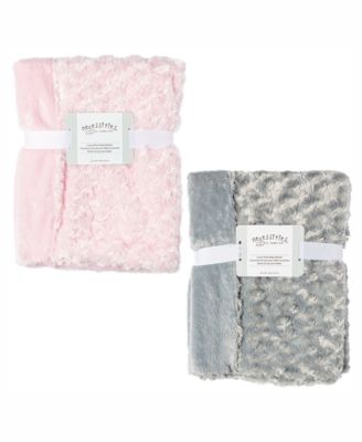 Baby Girls Curly Plush Baby Blankets, Pack of 2