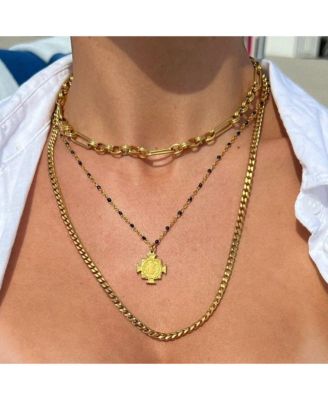 Zayla Cross Pendant Enamel Beaded Necklace