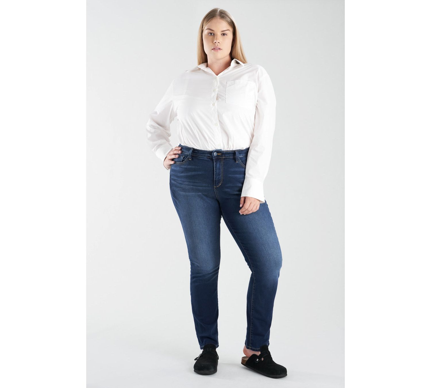 Plus Size High Rise Straight Jeans