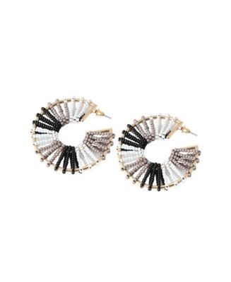 Sohi Women's Gold Beaded Hoop Earrings - Macy's