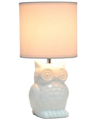 12.8" Tall Contemporary Ceramic Owl Bedside Table Desk Lamp with Matching Fabric Shade 