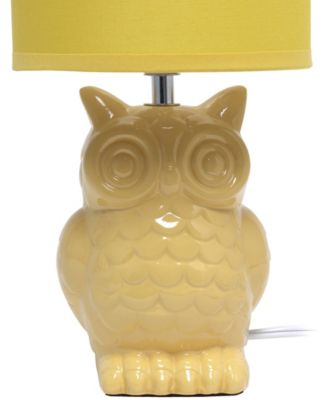 12.8" Tall Contemporary Ceramic Owl Bedside Table Desk Lamp with Matching Fabric Shade 