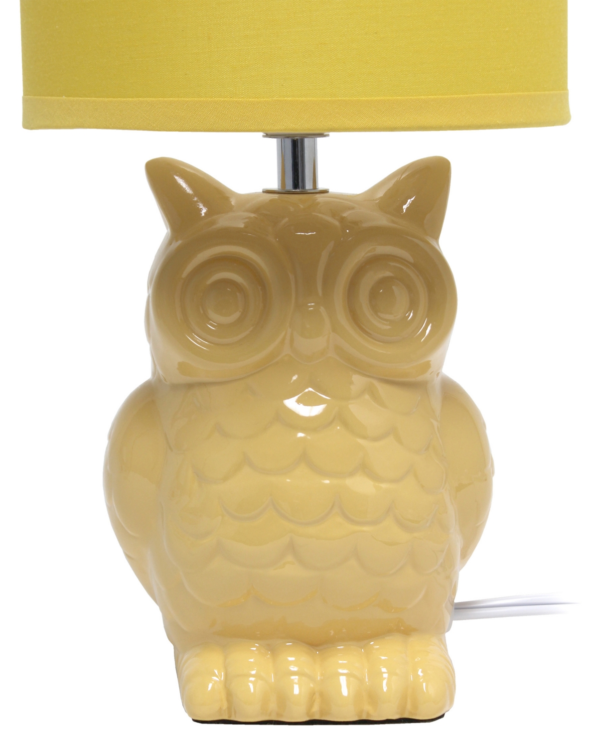 SIMPLE DESIGNS 12.8" TALL CONTEMPORARY CERAMIC OWL BEDSIDE TABLE DESK LAMP WITH MATCHING FABRIC SHADE 