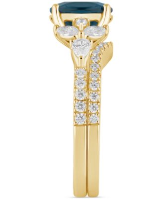 London Blue Topaz (2 ct. t.w.) & Diamond (7/8 ct. t.w.) Bridal Set in 14k Gold