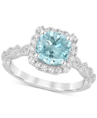 Aquamarine (1-1/4 ct. t.w.) & Diamond (1/2 ct. t.w.) Bridal Set in 14k White Gold