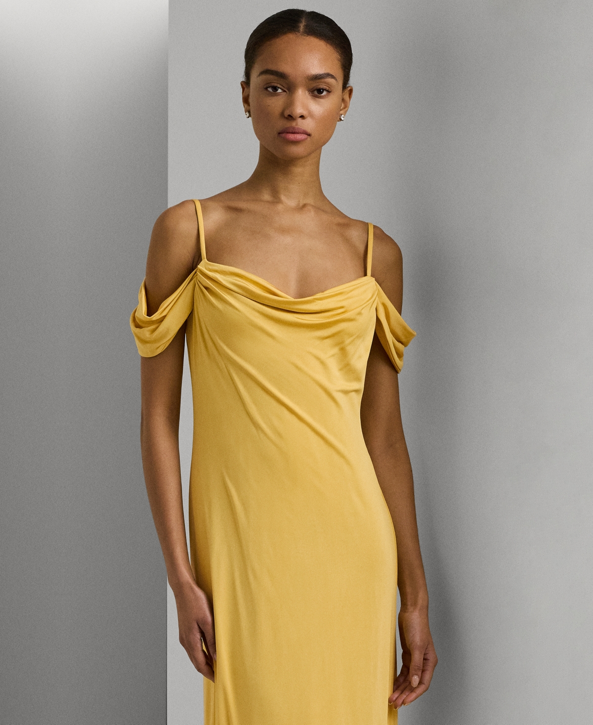 Shop Lauren Ralph Lauren Women's Off-the-shoulder Jersey Gown In Primrose Yellow