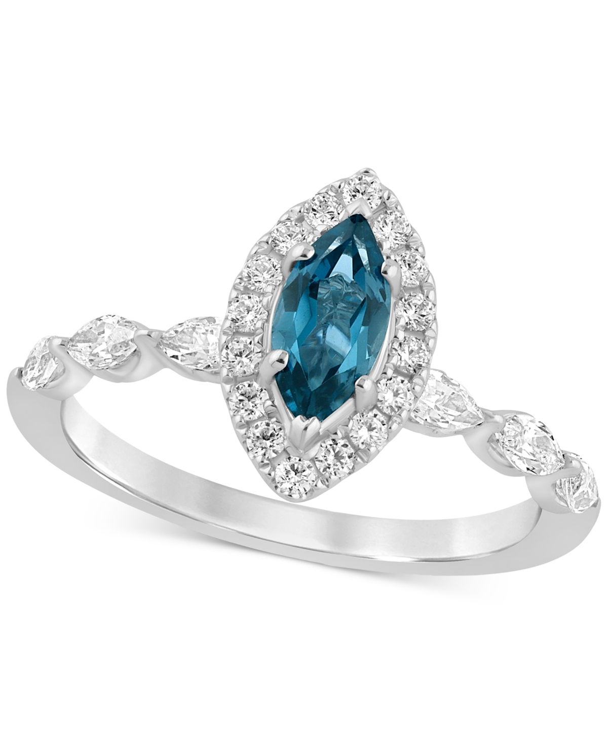 Macy's London Blue Topaz (5/8 Ct. T.w.) & Diamond (7/8 Ct. T.w.) Bridal Set In 14k White Gold In London Blue Topaz