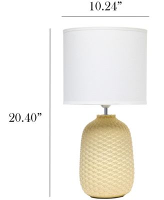 20.4" Tall Traditional Ceramic Purled Texture Bedside Table Desk Lamp with White Fabric Drum Shade