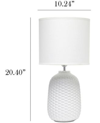 20.4" Tall Traditional Ceramic Purled Texture Bedside Table Desk Lamp with White Fabric Drum Shade