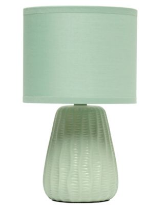 11.02" Traditional Mini Modern Ceramic Texture Pastel Accent Bedside Table Desk Lamp with Matching Fabric Shade 