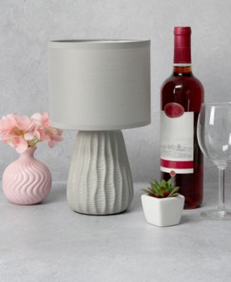 11.02" Traditional Mini Modern Ceramic Texture Pastel Accent Bedside Table Desk Lamp with Matching Fabric Shade 