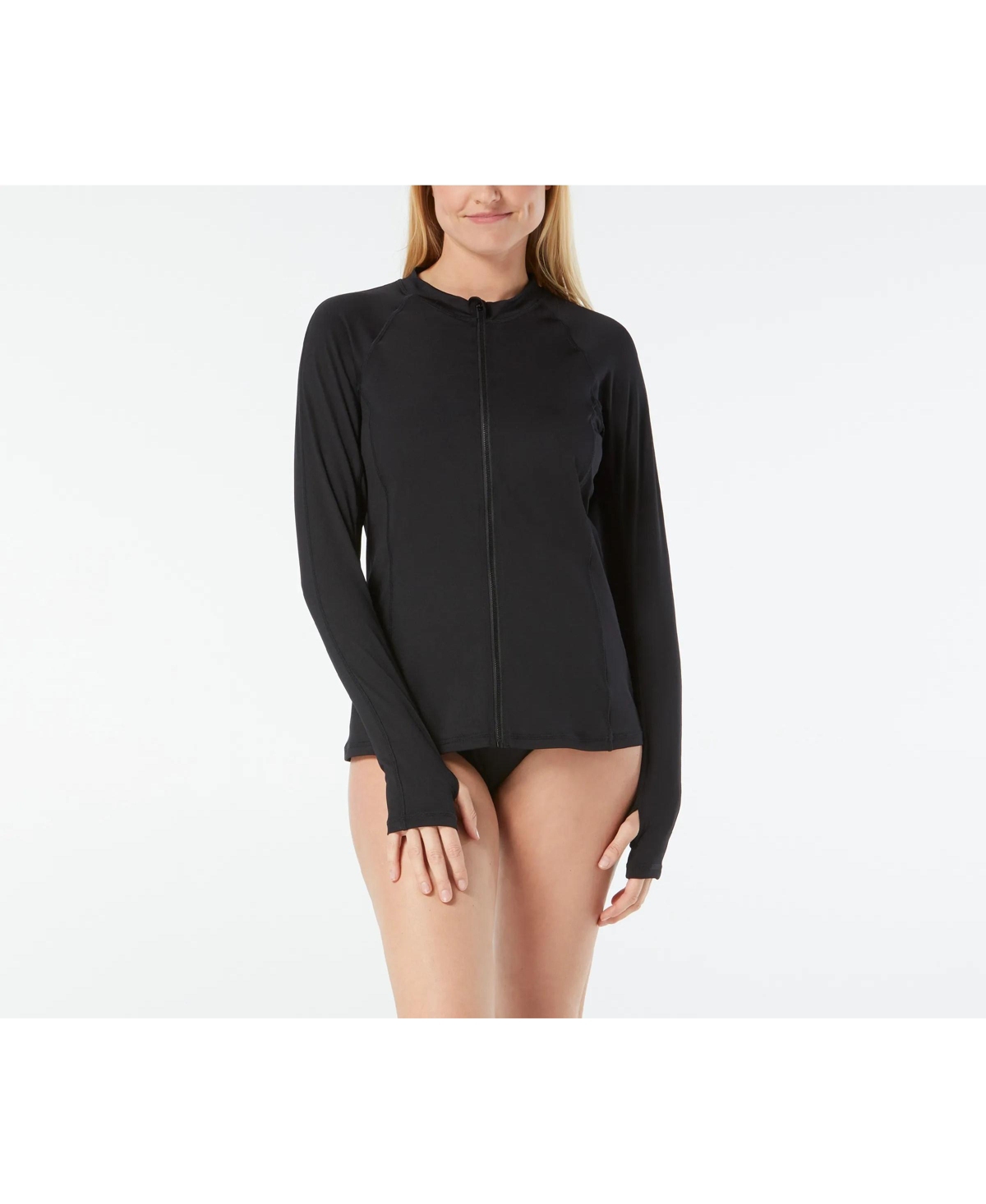 Women's Missy Solids Long Sleeve Swim Shirt - 100 white