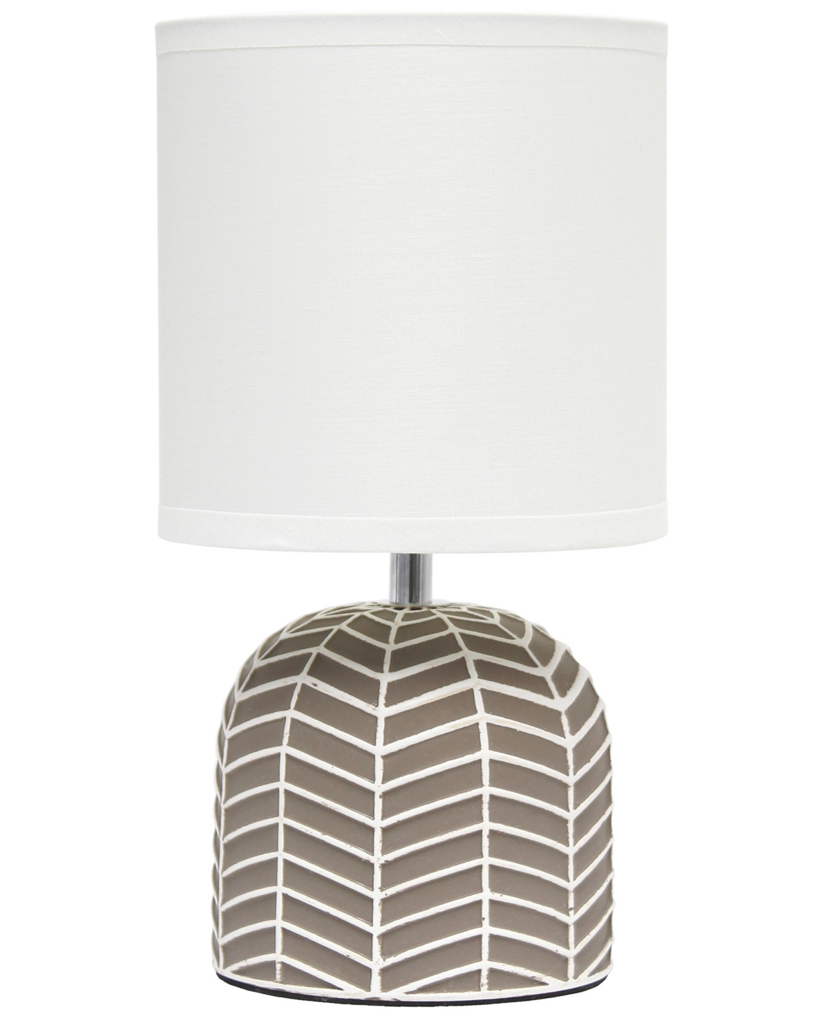 Shop Simple Designs 10.43" Petite Contemporary Webbed Waves Base Bedside Table Desk Lamp With White Fabric Drum Shade In Taupe