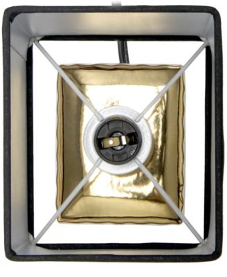 11.81" Tall Contemporary Petite Hammered Metallic Gold Square Bedside Table Desk Lamp with Rectangular Black Fabric Shade 