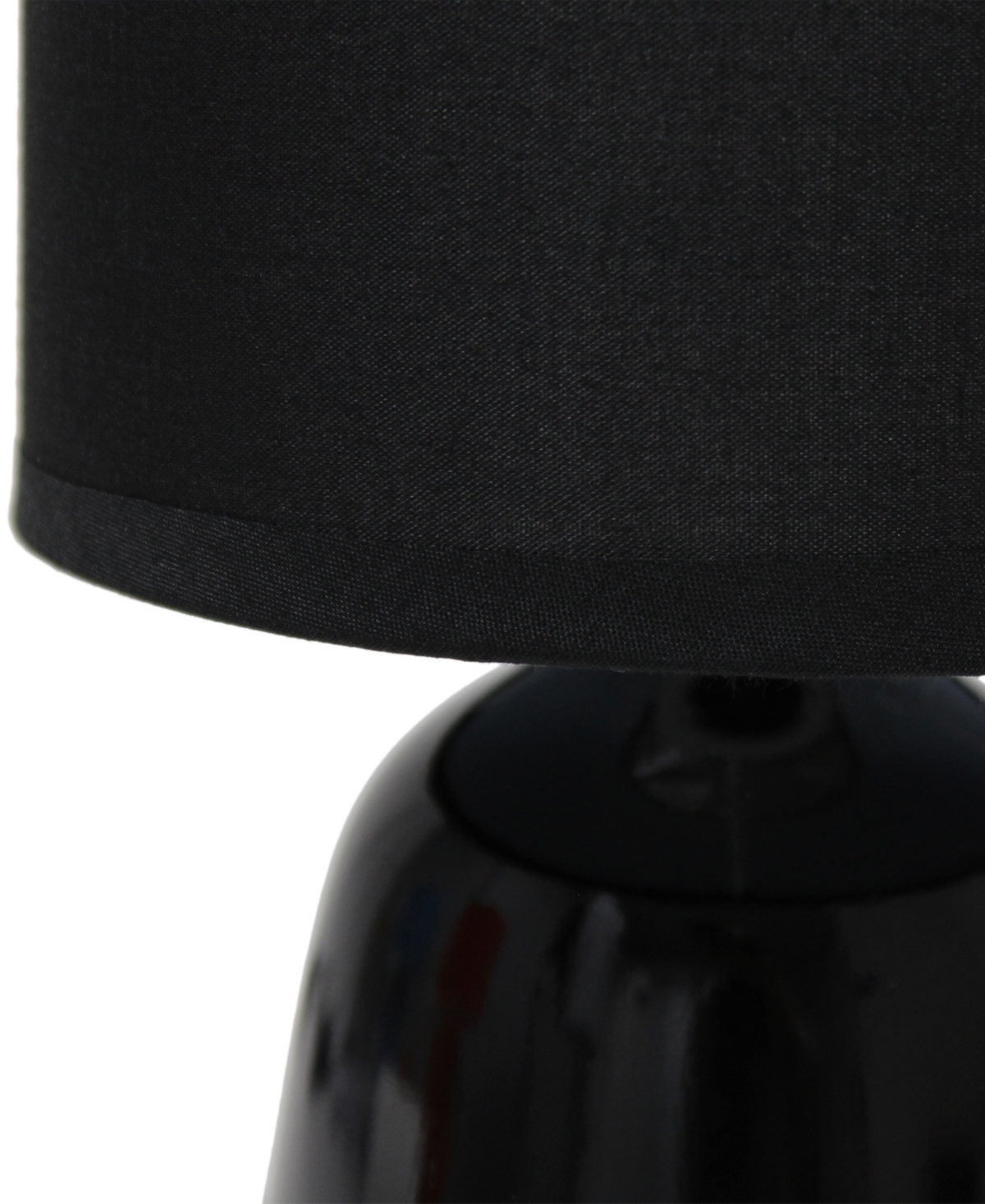 Shop Simple Designs 10.04" Tall Traditional Ceramic Thimble Base Bedside Table Desk Lamp With Matching Fabric Shade In Black