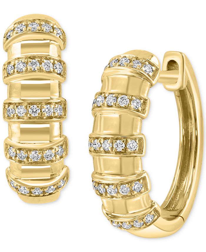 EFFY Collection EFFY® Diamond Multirow Small Huggie Hoop Earrings (1/5 ...