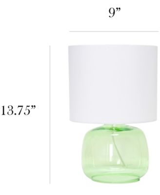 Glass Table Lamp with Fabric Shade, Green with White Shade