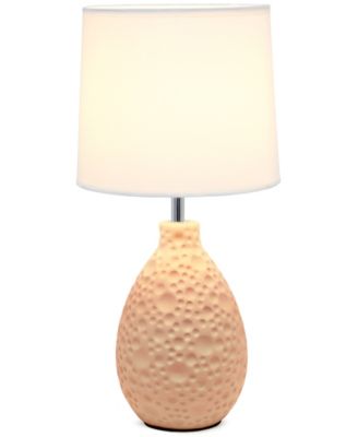 Essentix 14.17" Traditional Ceramic Textured Thumbprint Tear Drop Shaped Table Desk Lamp 