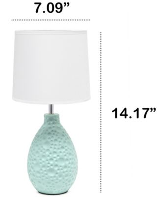Essentix 14.17" Traditional Ceramic Textured Thumbprint Tear Drop Shaped Table Desk Lamp 
