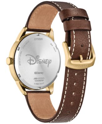Eco-Drive Men's Disney Brown Leather Strap Watch 41mm