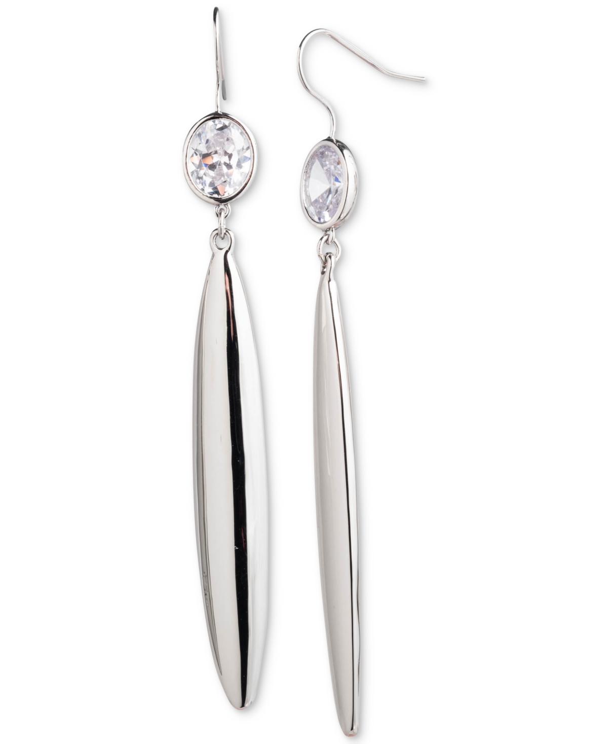 Shop Lauren Ralph Lauren Silver-tone Cubic Zirconia Linear Drop Earrings In Crystal Wh