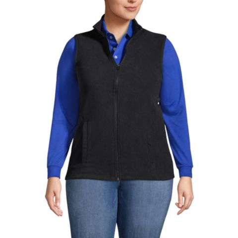Женский жилет Lands' End Plus Size Thermacheck 100 Fleece Vest, цвет: Чёрный