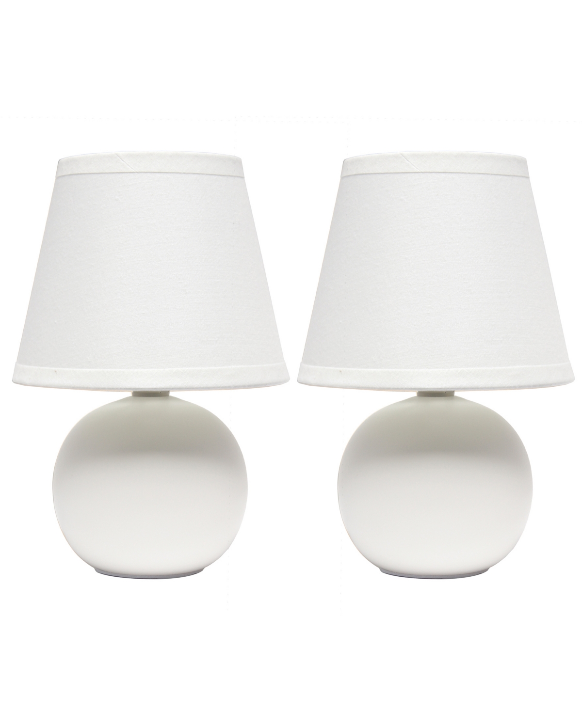 Shop Creekwood Home Nauru 8.66" Traditional Petite Ceramic Orb Bedside Table Desk Lamp Two Pack Set, Tapered Drum Fabric In Off White