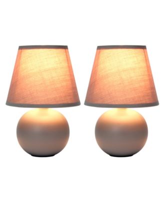 Nauru 8.66" Traditional Petite Ceramic Orb Bedside Table Desk Lamp Two Pack Set, Tapered Drum Fabric Shade 