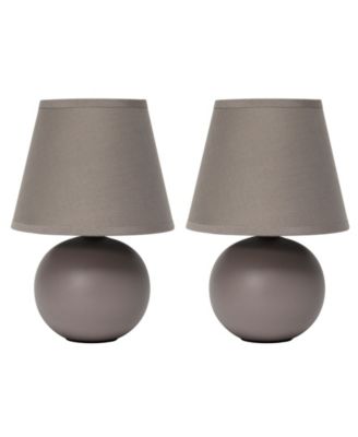 Nauru 8.66" Traditional Petite Ceramic Orb Bedside Table Desk Lamp Two Pack Set, Tapered Drum Fabric Shade 