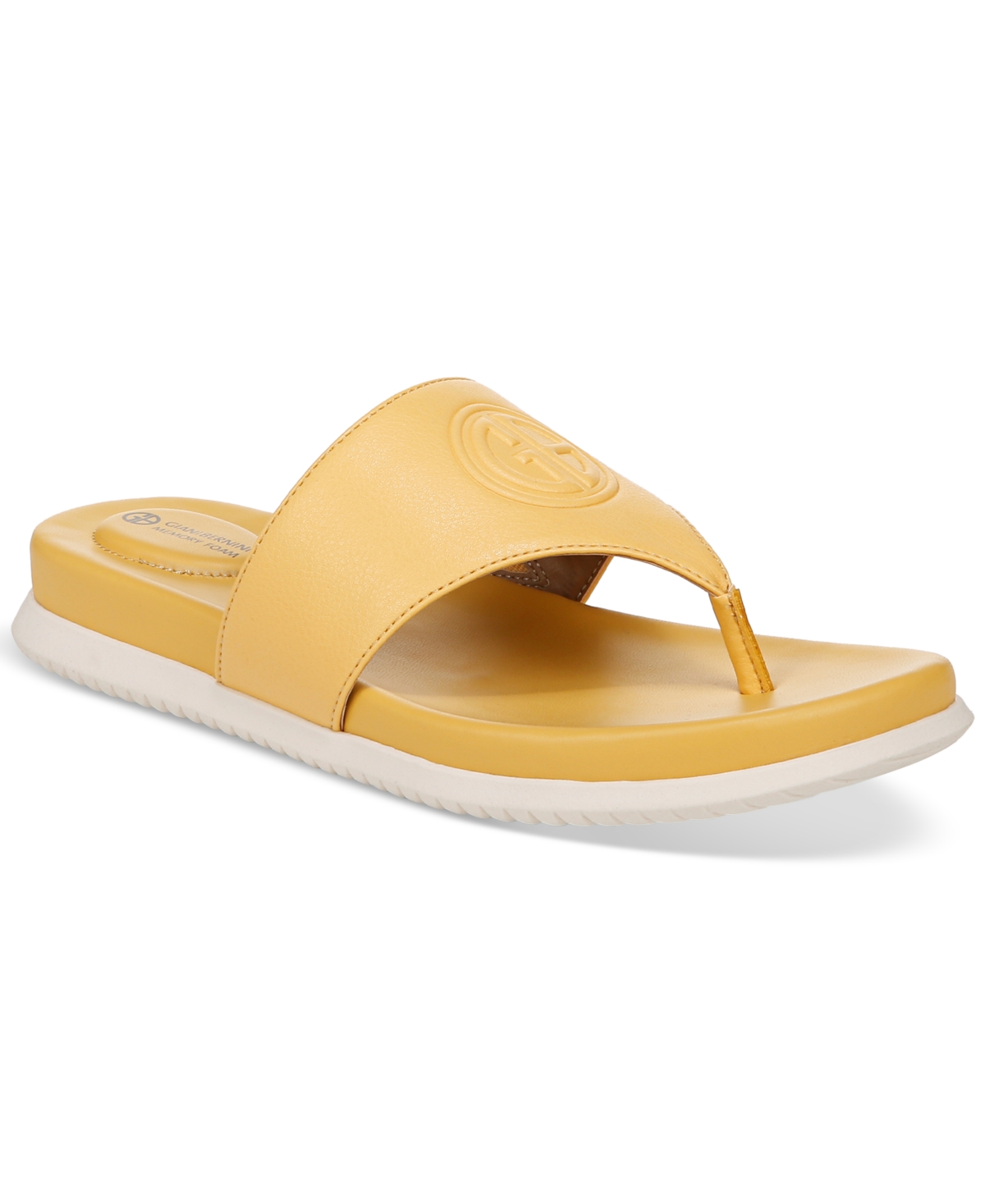 Shop Giani Bernini Cindey Sport Memory Foam Flat Thong Sandals, Created For Macy's In Yellow