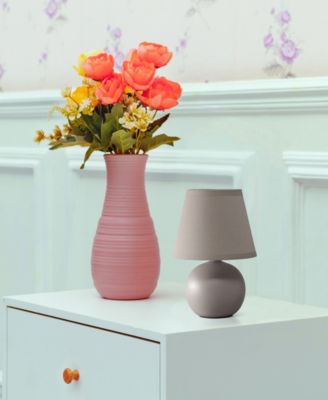 Nauru 8.66" Traditional Petite Ceramic Orb Bedside Table Desk Lamp with Tapered Drum Fabric Shade