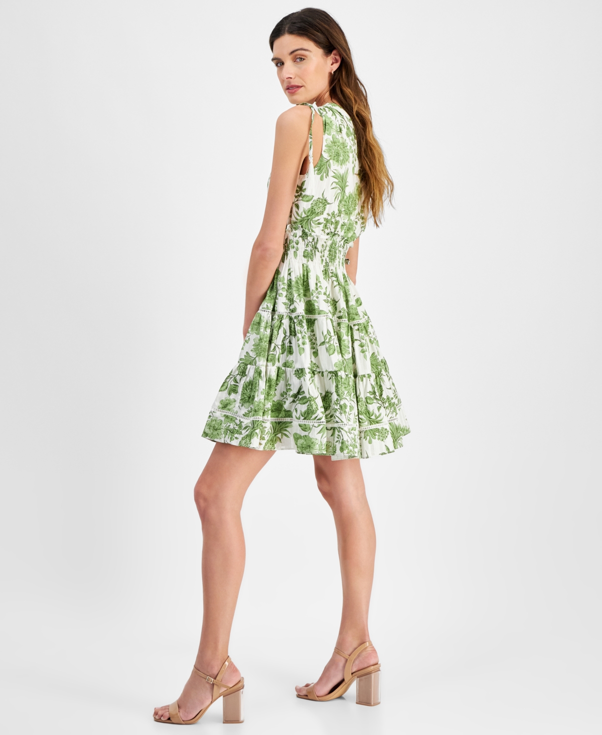 Shop Taylor Women's Printed Tiered One-shoulder Dress In Pearltea G