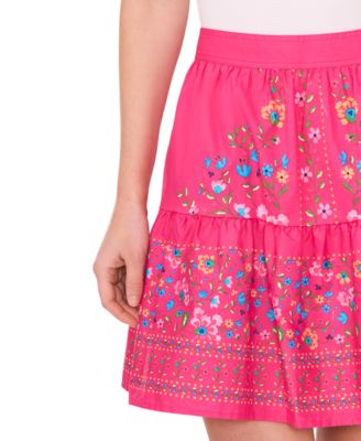 Women's A-Line Placed Print Ruffle Skirt